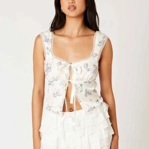 NWT Cotton Candy Floral Tie Front Top Size Small